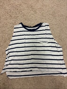AERIE Navy and White Flowy Sleeveless Tank Top